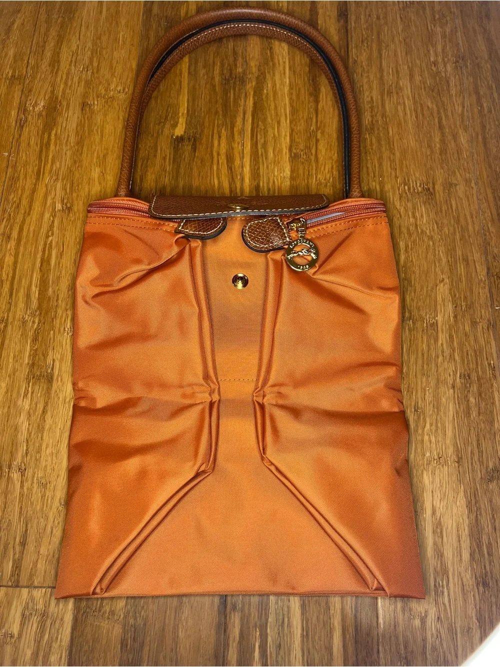 Longchamp Le Pliage Original M Tote Brick Orange PARIS Eiffel Tower stamp NWOT
